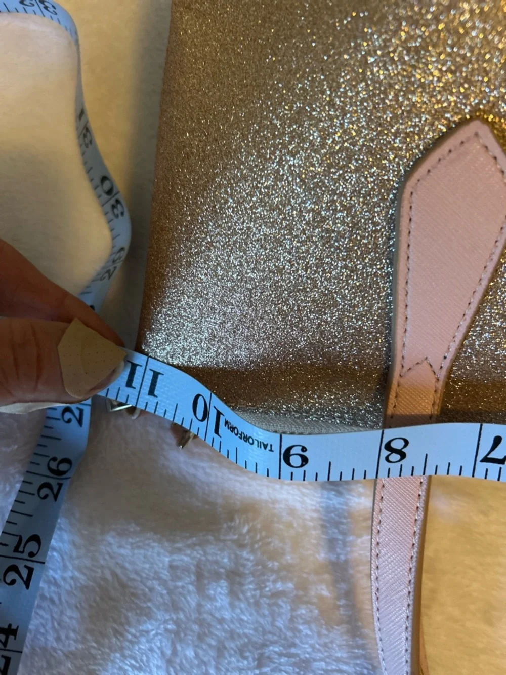 kate spade Glitter Tote in Metallic Rose with Pink Handles